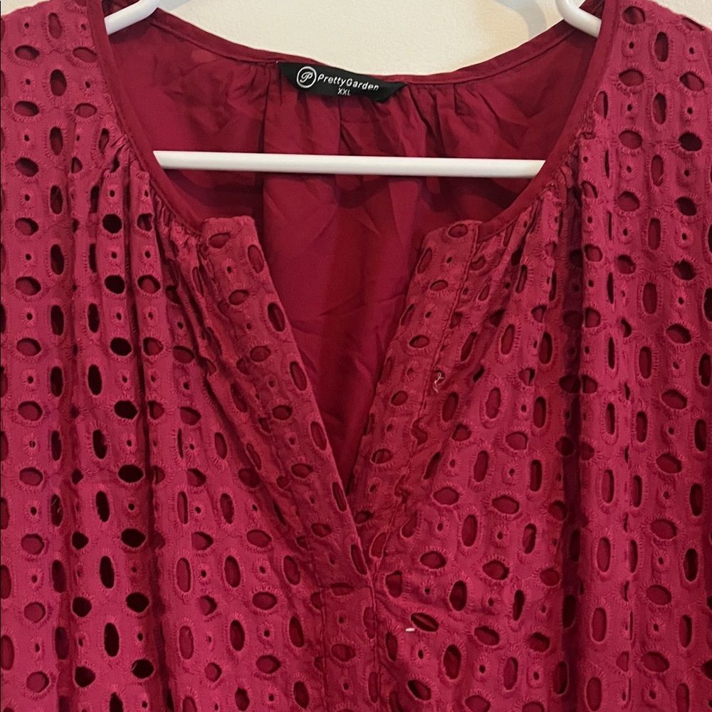 Chic Lace Mini Dress in Rich Dark Burgundy - Picture 2 of 3